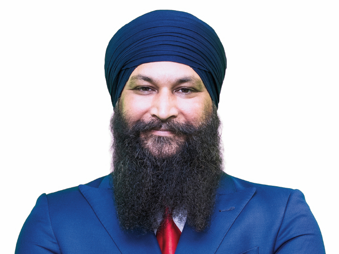 Prabh Gill speaking with Brampton residents